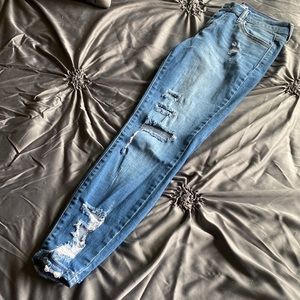 Ankle length distress jeans